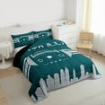 thumbnail image 3 of jejeloiu Football Sport Game Twin Comforter Sets,American Rugby City Silhouette Bedding Set For Boys Teens Reversible 2-Piece, 3 of 8