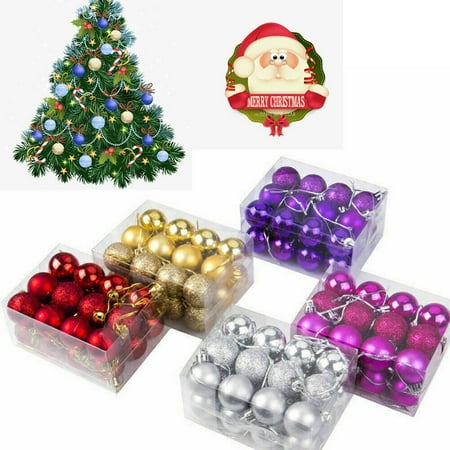 Christmas Tree Blue And Silver Theme 24Pcs Large Christmas Decor Baubles Tree Xmas Balls Party Wedding Ornament White ()