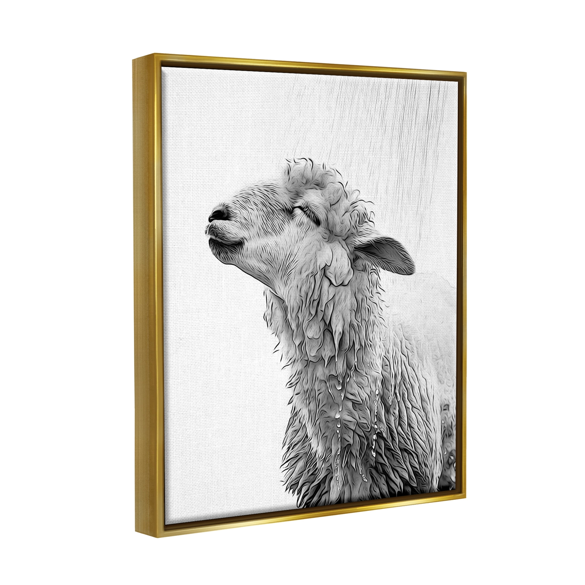 Stupell Industries Sheep Bathroom Splash Animals & Insects Painting Gold Floater Framed Canvas Art Print Wall Art, 17 x 21