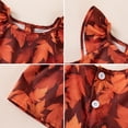 thumbnail image 4 of AWZXDE Girls Casual Play Rompers Ruffle Sleeveless Dress Matching Bow Headband Fall Maple Leaf Print Back Button Holiday Outfit Orange - 2-3 Years, 4 of 5