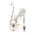 thumbnail image 2 of GUOOL Metal Decorative Swan Base Holder Set Ice Cream Spoons Dessert Spoons Set Coffee Spoon Argent, 2 of 9