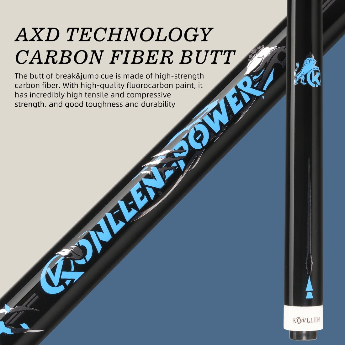 KONLLEN Heavy Hitter Jump Break Cue 3-Pieces Carbon Fiber Break