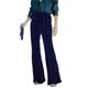 thumbnail image 1 of Pantalones de mujer de cintura alta, color puro, pierna ancha, informales, cómodos para el hogar y al aire libre, azul oscuro S, 1 of 6