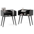 thumbnail image 1 of Gymax Set of 2 Mid Century Modern End Table w/ Open Shelves Metal Support Legs Black, 1 of 10