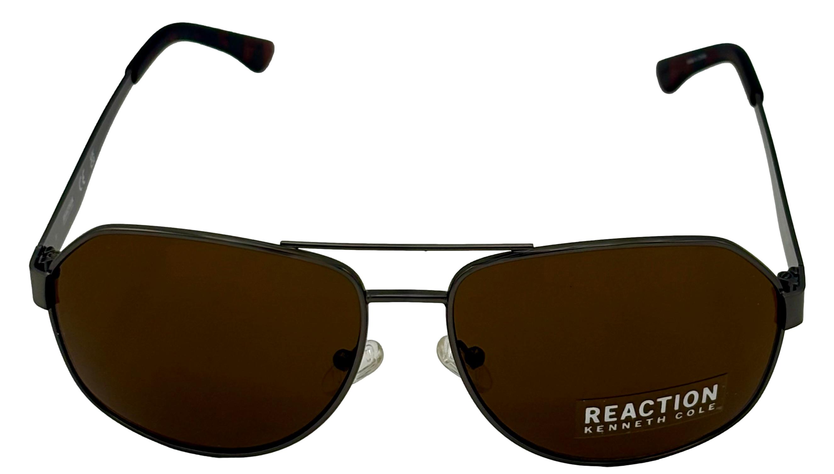 Kenneth Cole Reaction Mens Matte Gunmetal / Metal Aviator Sunglass, KC1432. 9E