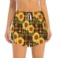 thumbnail image 2 of Hirioo Yellow Black Plaid Sunflower for Women's Double Layer Athletic Shorts High-Performance Gym Shorts with Inner Pocket, Elastic Waistband-X-Large, 2 of 7