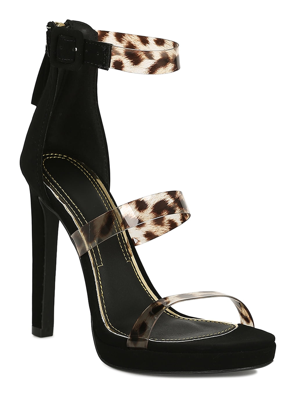 Qupid - Women Triple PVC Straps Platform Stiletto Heel Sandal 19102 - Walmart.com - Walmart.com
