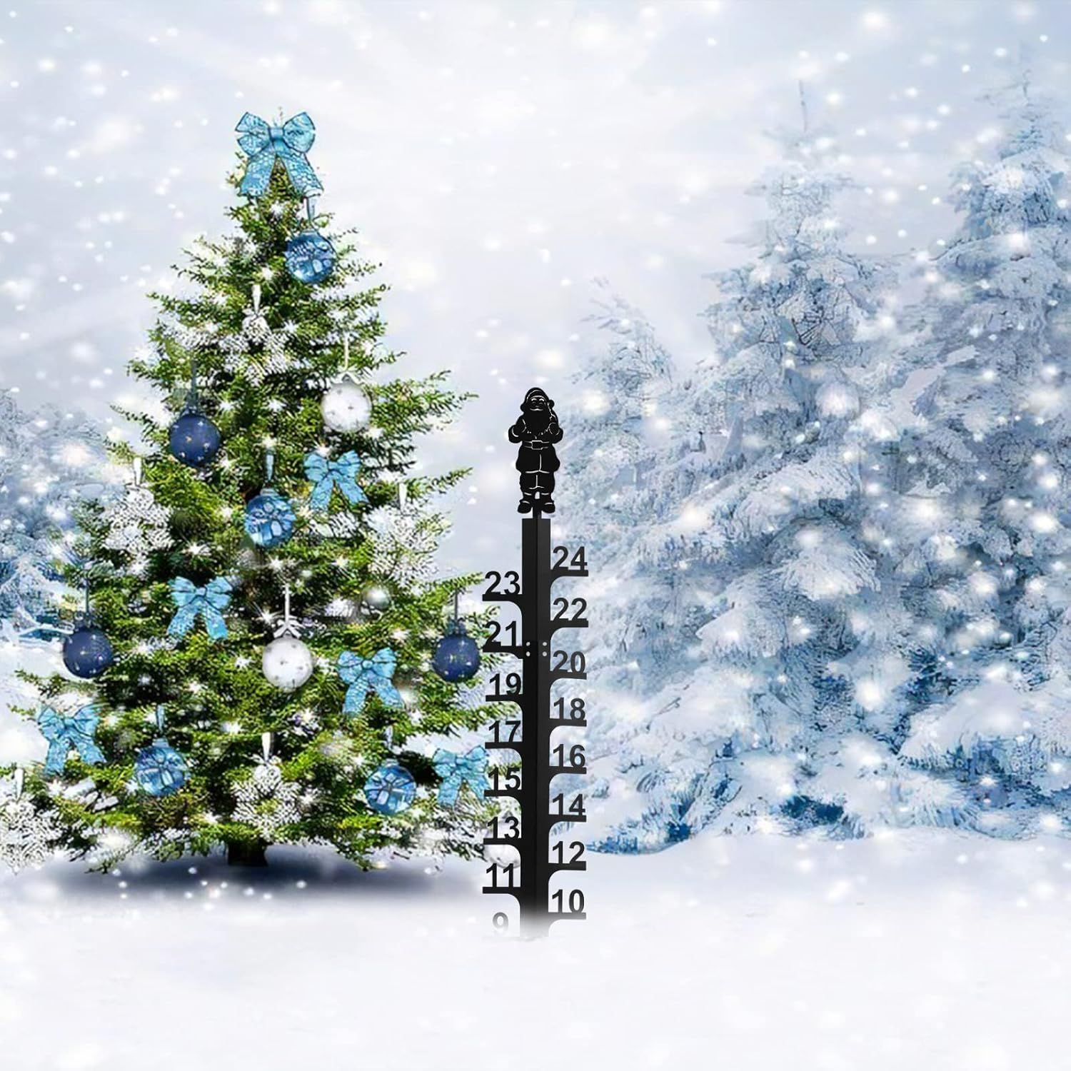Snow Measuring Stick, 24inch Snow Gauge, Outdoor Measuring Gauge, Metal Detachable Snow Measuring Stick, Rain Gauge Garden Stakes for Yard, Lawn & Garden, Easy to Read