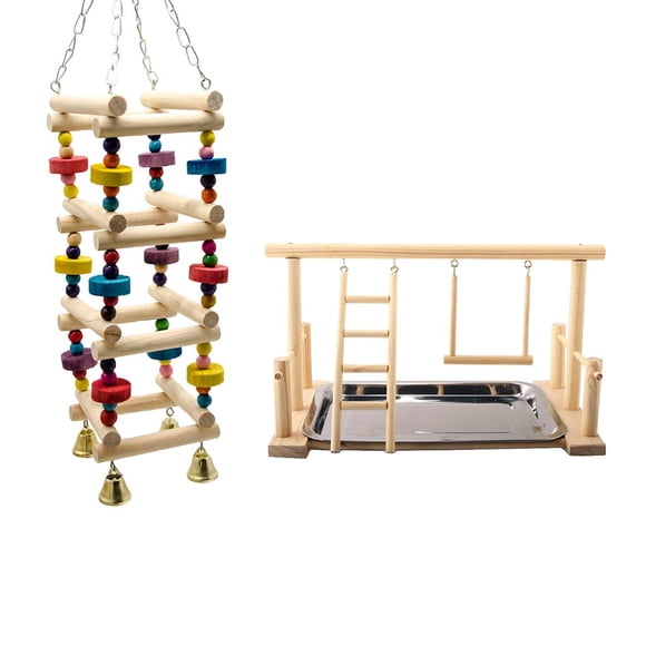 2pcs Pájaros Patio De Percha Gimnasio Soporte Escalera Juguete