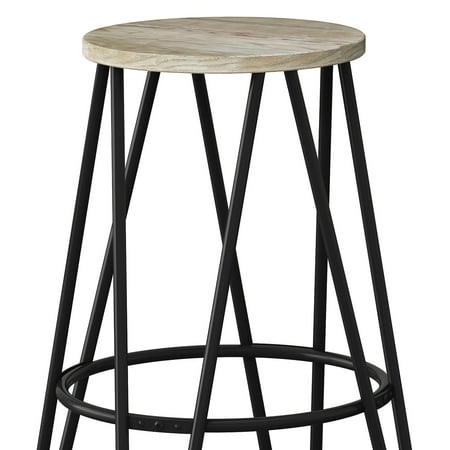 Simpli Home - Simeon Industrial Metal 26 inch Metal Counter Height Stool with Wood Seat (Set of 2) in - Natural / Black