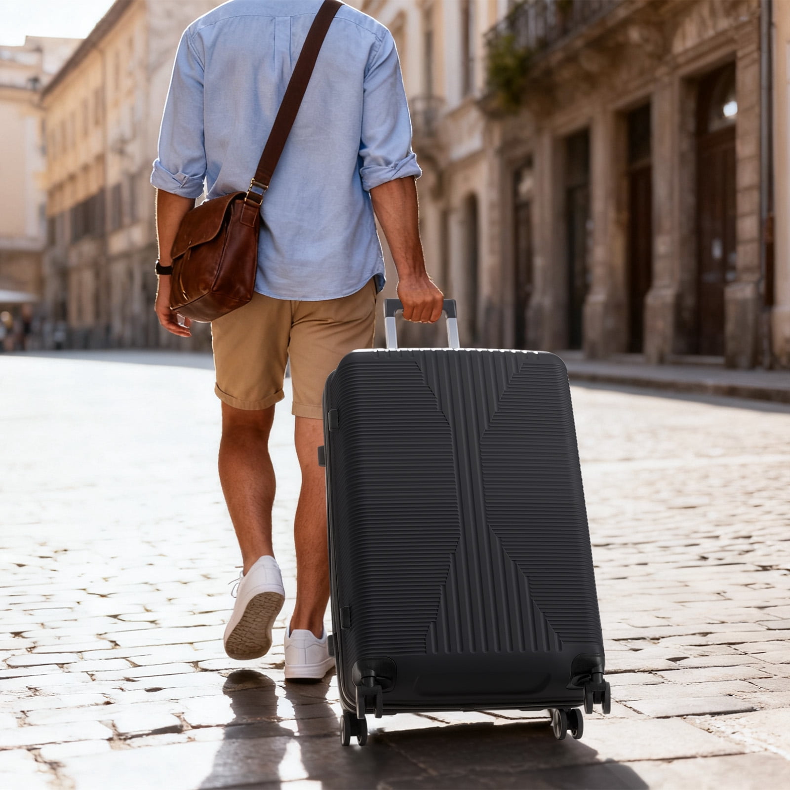 Ktaxon 20 Inch Carry-on Luggage Hardside Suitcase with 360° Spinner Wheels, Lightweight Unbreakable Travel Luggage, Black