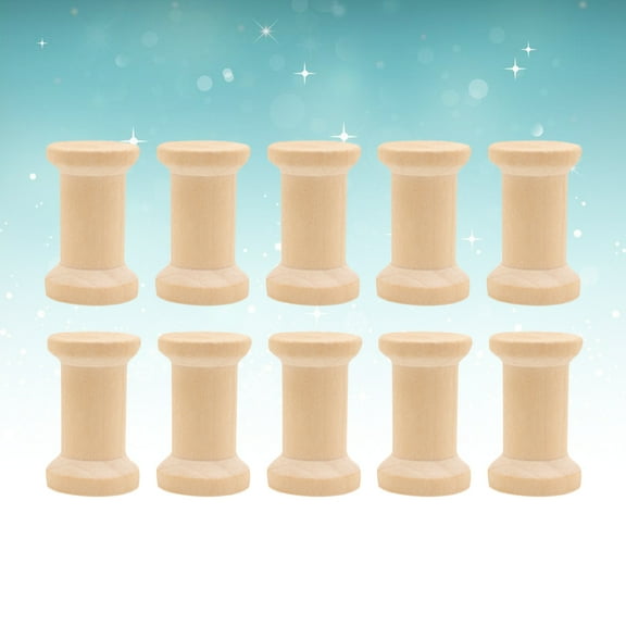 HOMEMAXS Craft Product Wood Spools for Craft Beige Unfinished Plastic Spool Great for Stringing and Sorting Activities 10pcs