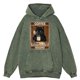 thumbnail image 2 of Sudadera con capucha retro desgastada con texto "Café porque el asesinato está mal", "Gato negro bebe café", ropa para hombre, jersey 100 % algodón, 2 of 4