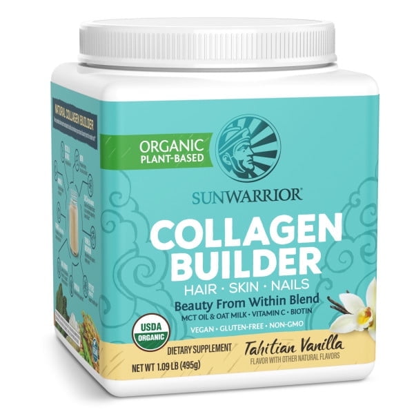 Sunwarrior Organic Collagen Building Protein Peptides Powder, Tahitian Vanilla, 495gm