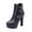 Blue High-Heels Ankle Boots, variant on Winter Ankle Boots High Heel Waterproof Casual Solid Color Round Toe Back Zipper Fashion Footwear for Women