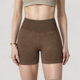 thumbnail image 4 of Women's Ribbed Seamless Biker Shorts with Stretch Fabric and Smooth Fit - Large, Brown, 4 of 7