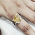 thumbnail image 2 of Natural Citrine Ring, Rough Citrine Gemstone Ring, November Birthstone, Hammered 2 Band, 925 Sterling Silver, Womens Ring, Christmas, Thanksgiving, Handmade, Statement Jewelry, Rough Gemstone Jewelry, 2 of 5