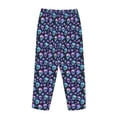 thumbnail image 3 of Lsque Blue Skull Flower Print Women's Pajama Pants, Lounge Pant - Comfortable Home Wear,Elastic Waistband, Stylish Design-Small, 3 of 9