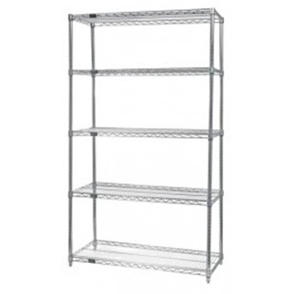 Quantum Storage WR63-2472S-5 5-Shelf, Stainless Steel Wire Shelving Unit - 24 x 72 x 54 in.
