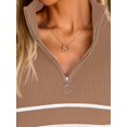 thumbnail image 5 of Women's Quarter Zip Striped Oversized Sweater 2025 Mock Turtleneck Fall Fashion Outfit, 5 of 12