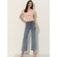 thumbnail image 4 of Camisa Floral De Manga Corta Con Cuello Y Solapa Con Muescas Para Mujer Rosa S, 4 of 5