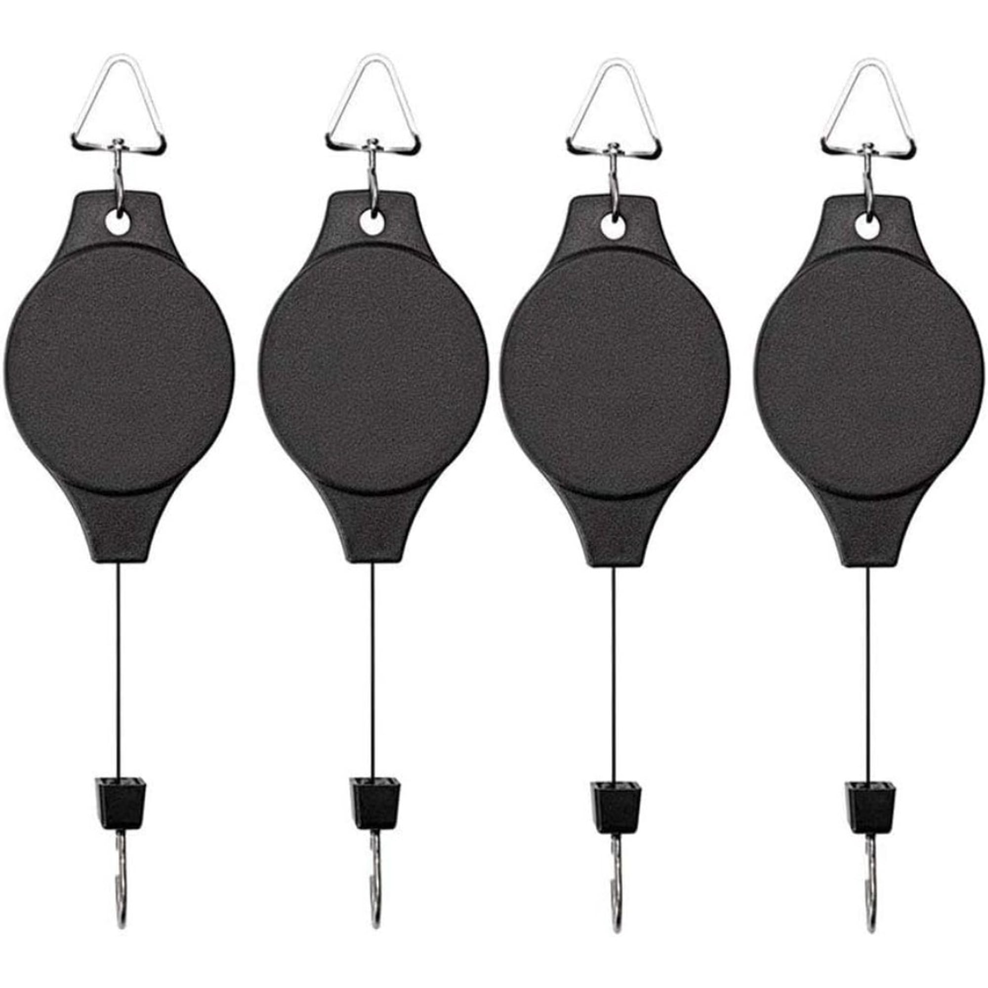 4 Pack Plant Hook Pulley, Retractable Plant Hanger Easy Reach Hanging Flower Basket for Garden Baskets Pots and Birds Feeder Hang High up and Pull Down to Water Or Feed
