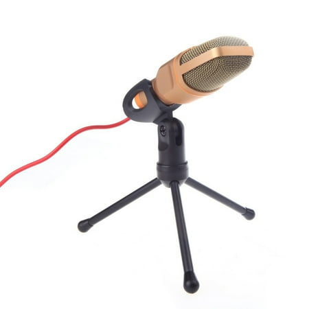 - 3.5mm Professional Recording Microphone Mic with Stand For Audio Sound Recording Skype Desktop PC laptops Notebook Speech