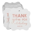 thumbnail image 3 of Inkdotpot Pack Of 100 Real Rose Gold Foil Bracket Shape Paper Tags Thank You For Celebrating With Us Bridal Shower-Baby Shower-Retirement-Wedding-Birthday Favor Hang Tags, 3 of 7