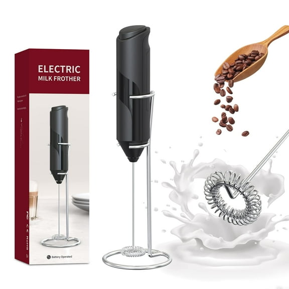 Lopxenu Milk Frother Wand with Variable Speed - Battery Powered, Stainless Steel Whisk & Detachable Whisk, Stand Included - For Coffee, Lattes, Cappuccinos, Matcha, Protein Drinks