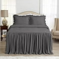 thumbnail image 2 of 4 Piece Long Ruffle Sheet Set, 20" Inch Long Ruffle On Corner Of The Flat Sheet, 8 Inch Deep Pocket, 100% Egyptian Cotton, 800 TC, Twin XL Size, Solid Dark Grey, 2 of 9