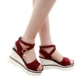 thumbnail image 3 of DPTALR Women Summer Pumps Platform Sandals Roman Wedges Casual Peep Toe Sandals, 3 of 6