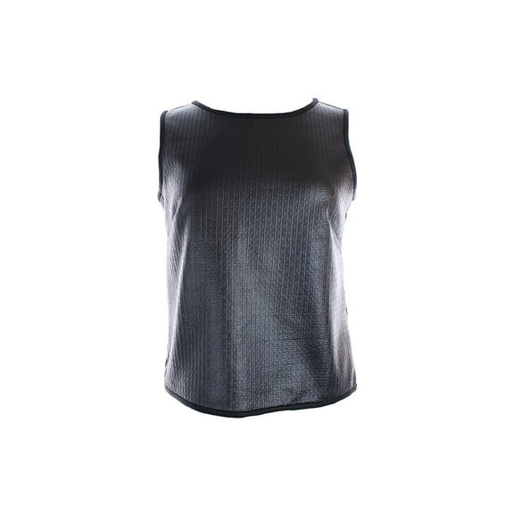 Studio M Womens Black Coated Ponte Sleeveless Top XL