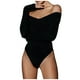 thumbnail image 1 of Body de manga larga con hombros descubiertos para mujer - Poliéster, tallas XS-XL, diseño sexy plisado, cierre a presión, versátil para fiestas/uso diario, 1 of 6