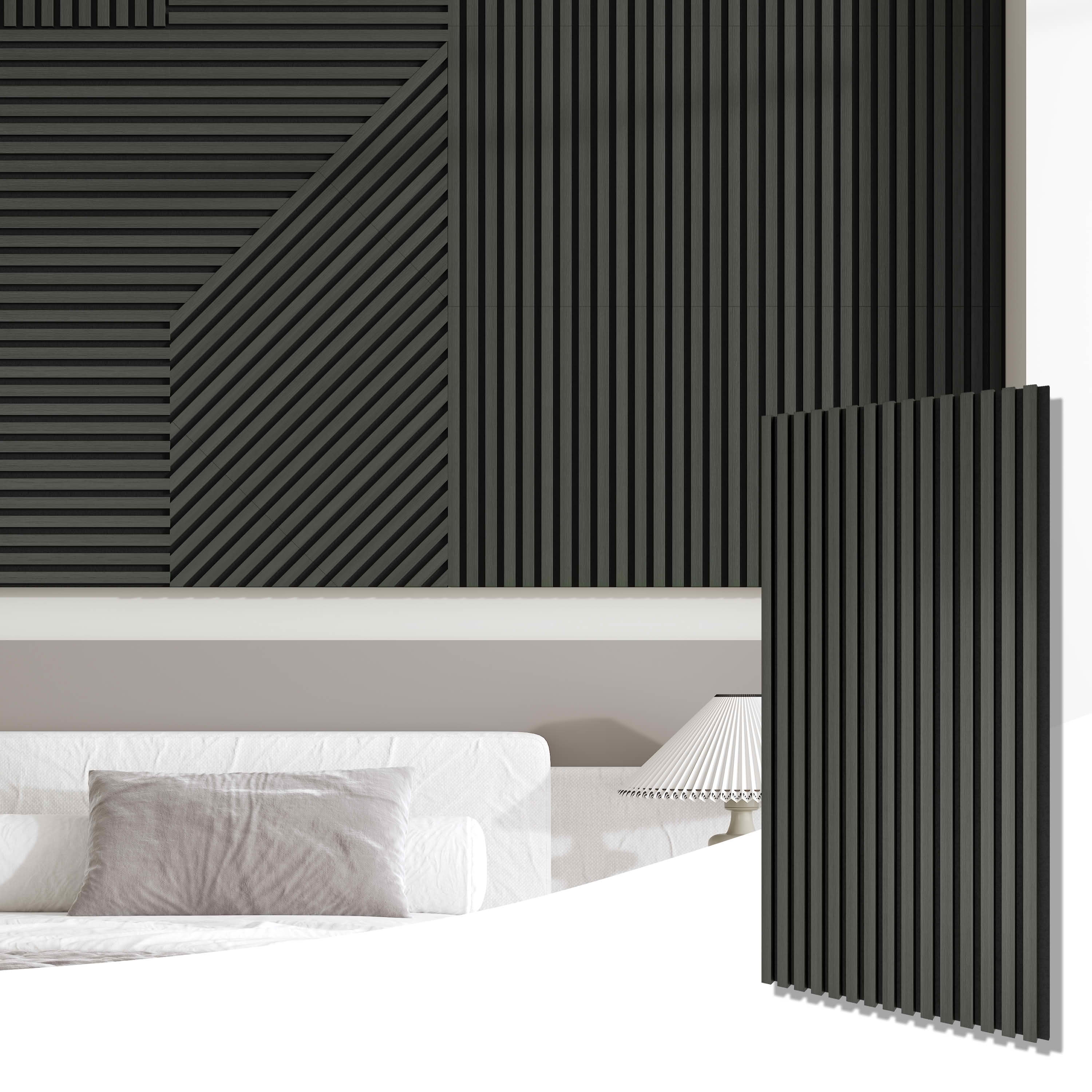 MAYEERTY Black Wood Veneer MDF Sound Absorbing Panel for Wall Decor, 47x24x1 Inch, 2 Pack