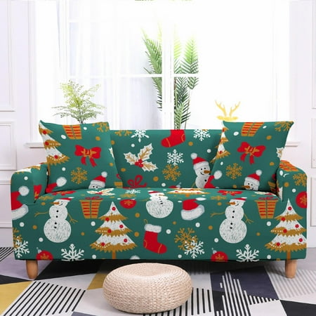 

Easy-Going Stretch Sofa Slipcover Elk Santa Claus Snowman 3D digital printing Sofa Cover Furniture Protector Couch Soft with Elastic Bottom for Kids
