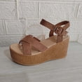 thumbnail image 2 of Wedges Sandals for Womens Summer Peep Toe Breathable Beach Sandals Platform Espadrille Thick Bottom Buckle Ankle Strap Beach Shoes Khaki Women Sandal, 2 of 3