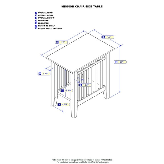 AFI Mission Chair Side Table Walnut-Finish:Walnut