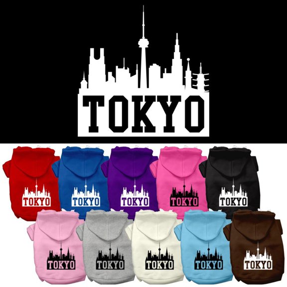 Pet Dog Cat Hoodie Screen Printed, "Tokyo Skyline"