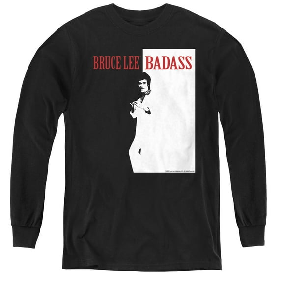 Bruce Lee Badass Youth Long Sleeve T-Shirt Tee Black