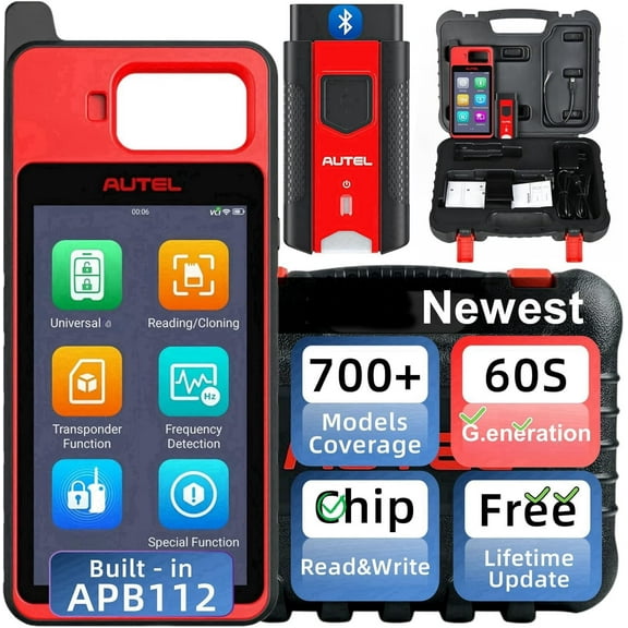 Autel MaxiIM KM100 Key Fob Programming Immobilizer Tool 2025 Version Lite of IM508 IM608 with 2pcs Blank Programmable Key 60s Key Creation IMMO Learning Chip Read/ Edit/ Clone Frequency Detection