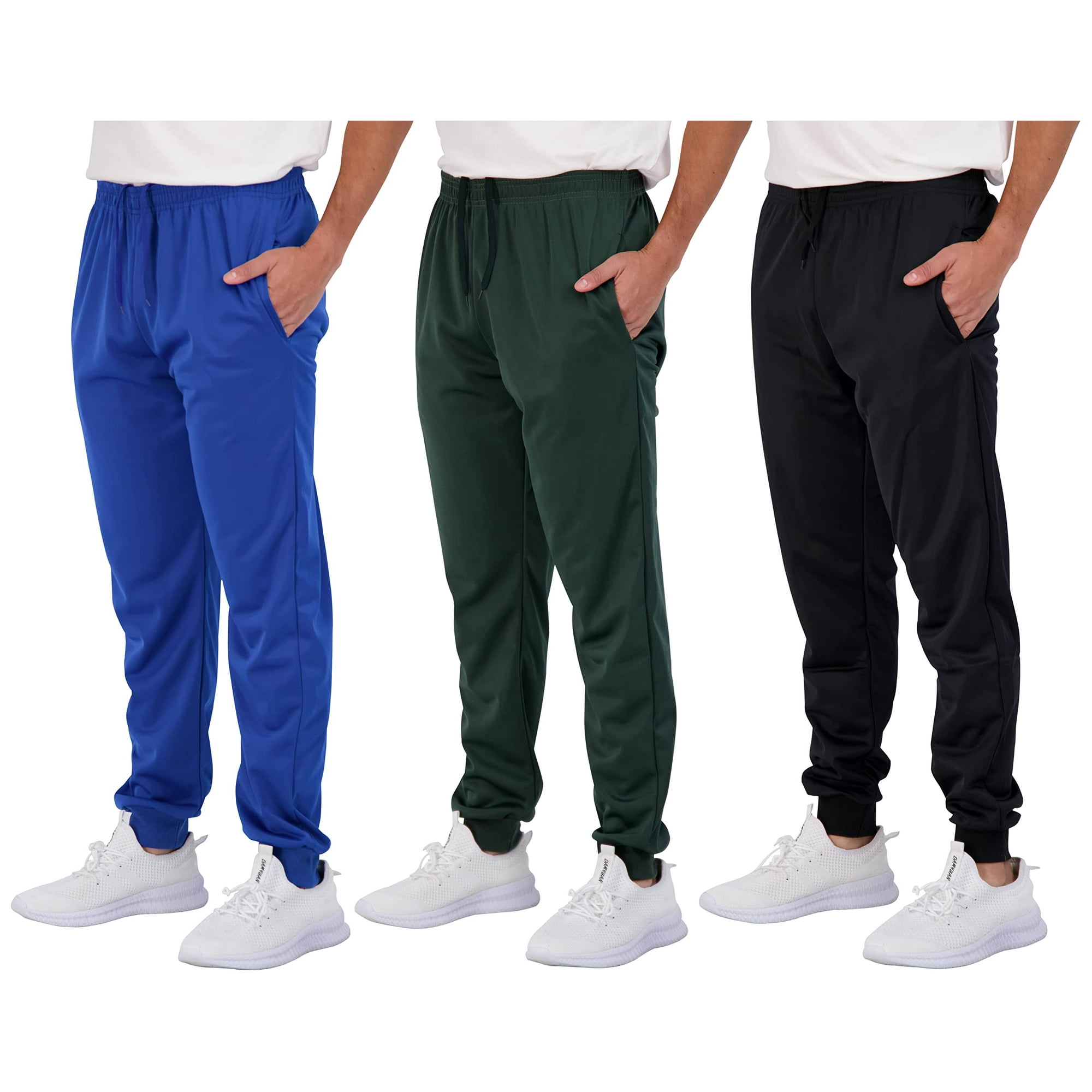 Real Essentials 3 Pack Boys Tricot Sweatpants Joggers Kids Boy Jogger Sweatpant Pant Track Pants Athletic Workout Gym Apparel Training Fleece Tapered