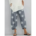 thumbnail image 4 of Pantalones holgados con bolsillos y cintura elástica con estampado de diente de león para mujer, 4 of 5
