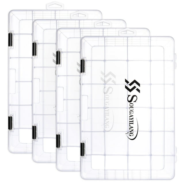 Boîte à Outils de Pêche 1/2/4 Pcs 3600 3700 Boîte de Rangement en Plastique pour Appâts Boîte à Matériel de Pêche Portable Adaptée à une Variété d'Appâts 4 Pcs-3700