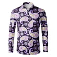 thumbnail image 3 of CONZONE Mens 70S Disco Buttons Down Shirts Long Sleeve Shirts for Men Trendy Floral Graphic Lapel Soft Lightweight Tops, 3 of 3