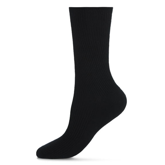 MeMoi Women's 2 Pair Pack Bamboo Blend Flat Ribbed Crew Socks - Womens - Female, 9-11, Black