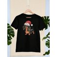 thumbnail image 2 of Creative Unique Christmas Dachshund Print Girls' Positioning Printed T-Shirts, Classic Crew Neck Short Sleeve T-Shirts, Comfortable & Stylish Top, Kid T-Shirt For Casual Attire, Birthday & Christmas, 2 of 8
