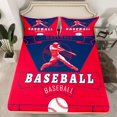 thumbnail image 2 of Homewish Baseball Game Lovers Twin Sheet Sets,Ball Sport Twin Fitted Sheet,Red Deepblue Flat Sheet For Teens,Breathable Home Decor,3-Piece, 2 of 7