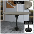 thumbnail image 3 of LeisureMod Verve Mid-Century Modern Dining Table with a 48" Round MDF Tabletop and Black Steel Pedestal Base for Kitchen and Dining Room, Dark Maple, 3 of 11