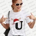 thumbnail image 1 of Camiseta navideña a juego para la familia, ropa de mujer a la moda, 26 letras del alfabeto, camisetas gráficas estampadas, ropa de calle, camisetas de manga corta, 1 of 5