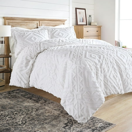 Better Homes & Gardens 3-Piece White Chenille Duvet Cover Set Full/Queen